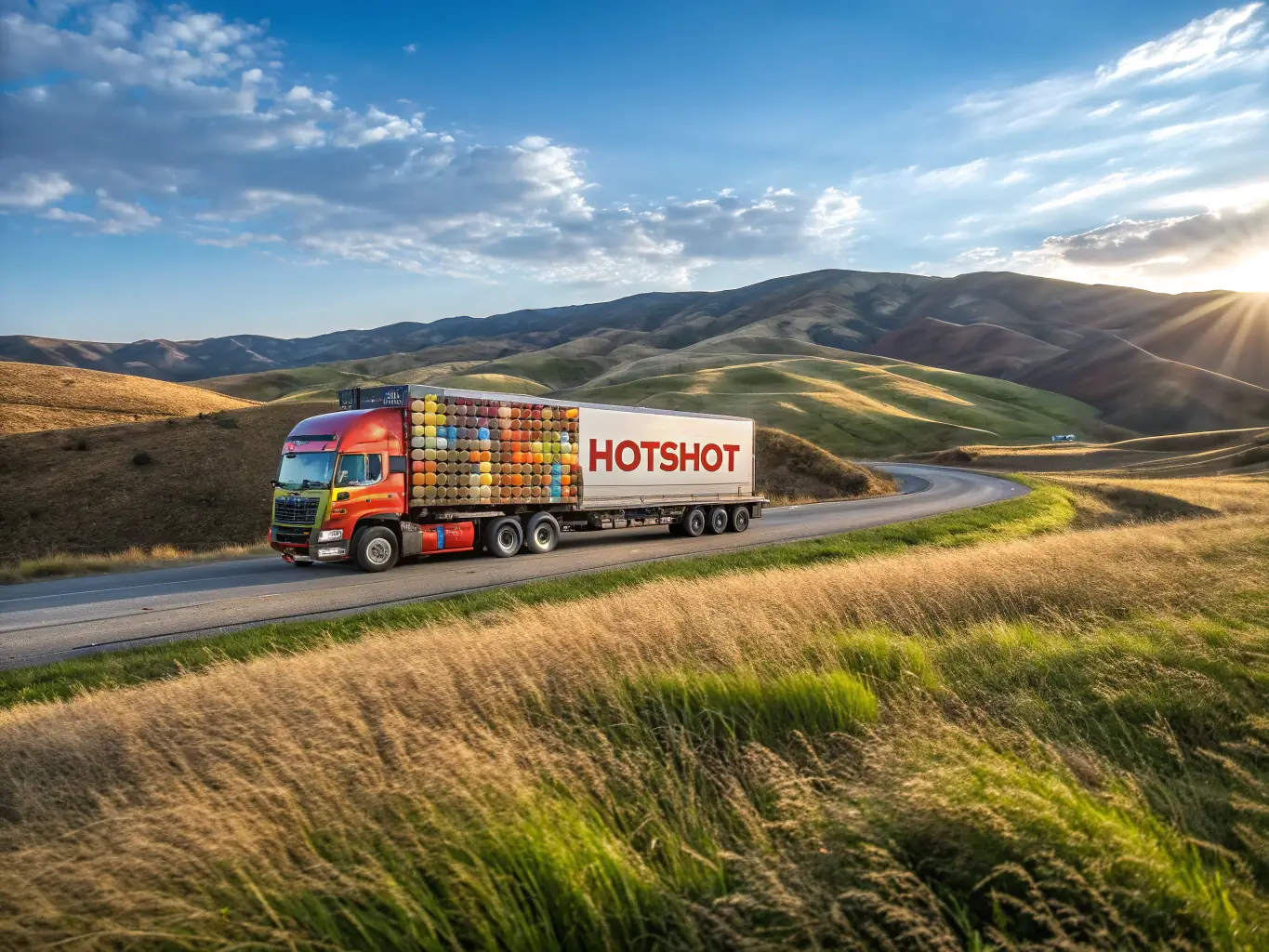 A digital illustration of a truck efficiently delivering packages, highlighting the speed and reliability of land freight services.